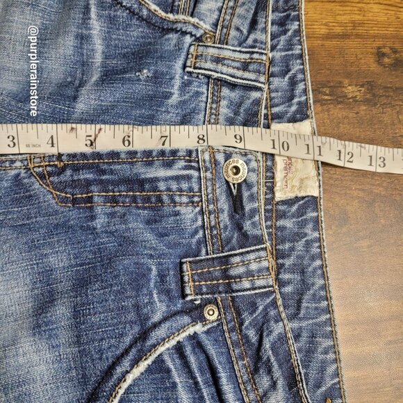 Vtg Maurices Jeans 10 Flare Mid Rise Button Flap Thick Stitch Boho Western - Picture 8 of 12